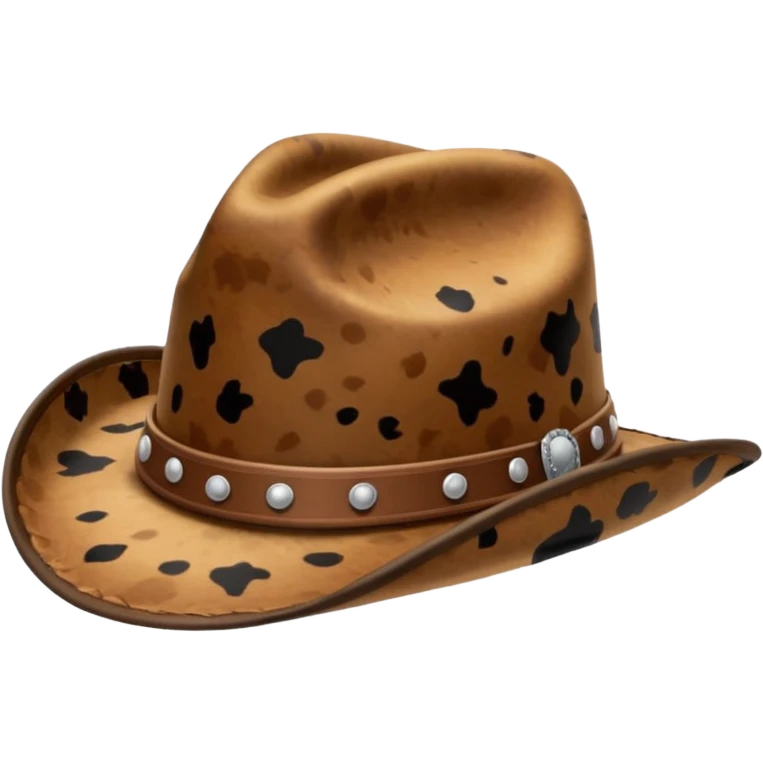 Brown cow print cowgirl hat emoji