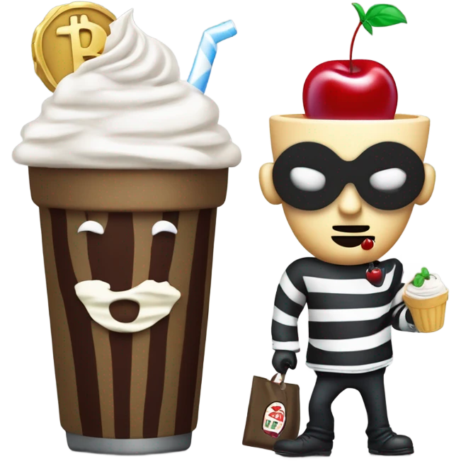 Milkshake and robber  emoji
