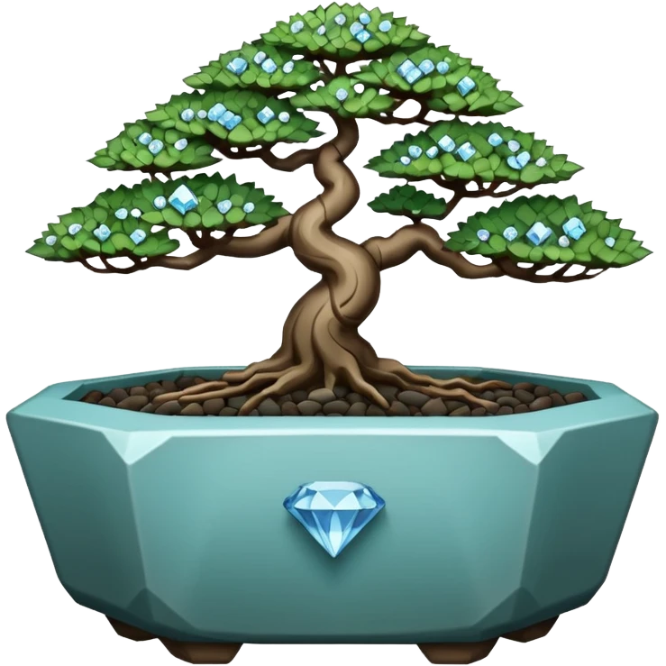 diamond bonsai pot gemstone black outline no colou emoji
