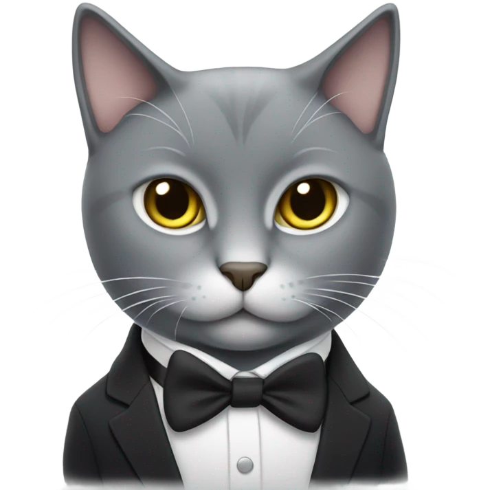 grey cat wearing a tuxedo  emoji