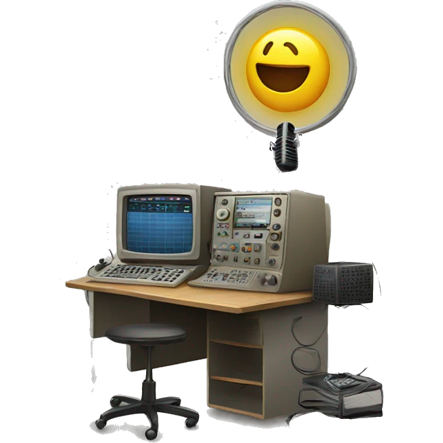 Amateur radio station with lots of radio and big antenna emoji