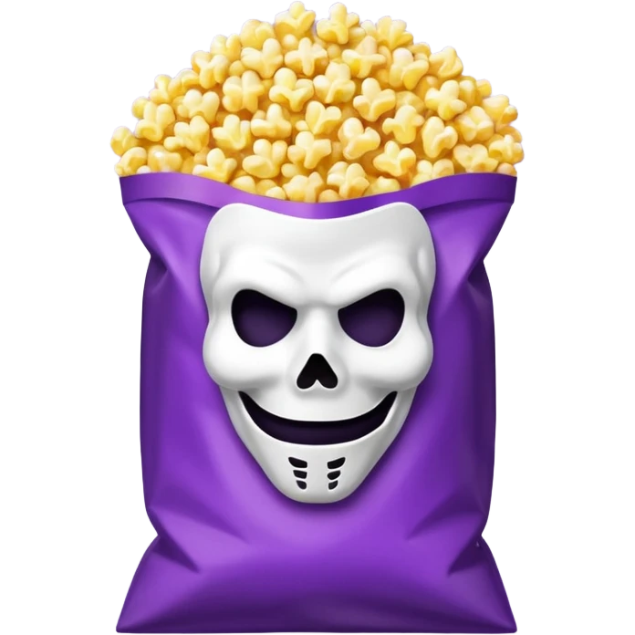 Glitter purple and yellow popcorn with ghostface mask in packaging emoji