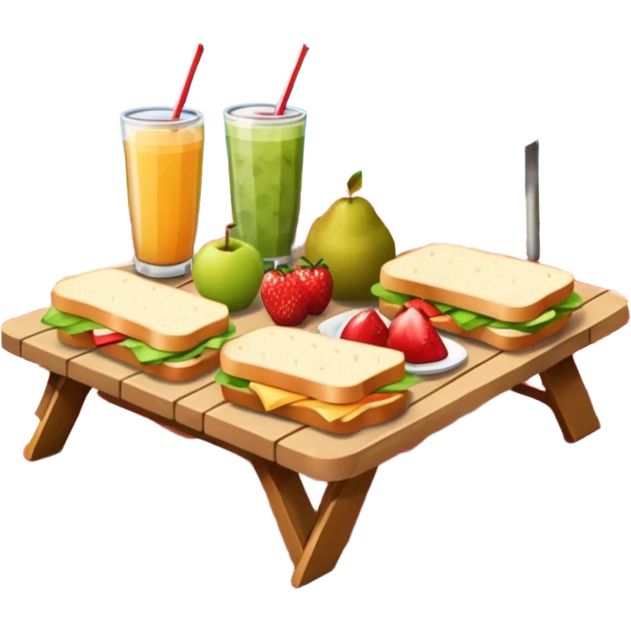 picnic table with food items on it emoji