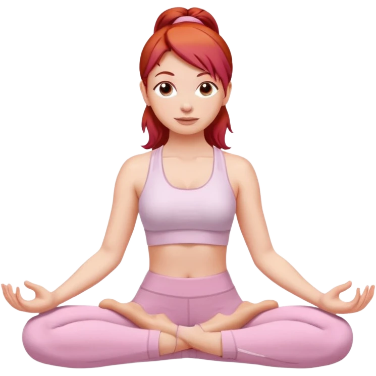 Redhair yoga girl light pink clothes emoji