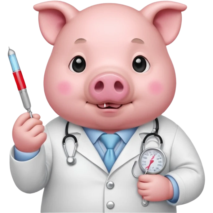 
Chubby pig doctor with thermometer.














 emoji