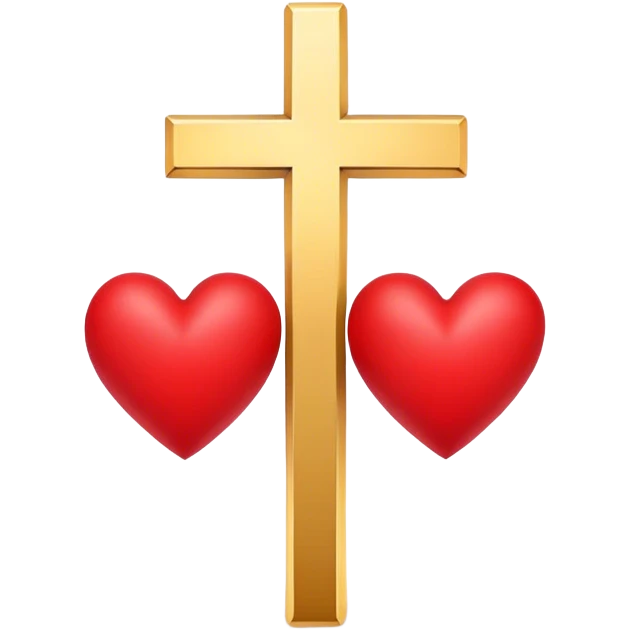 Two red hearts united by a gold cross  emoji