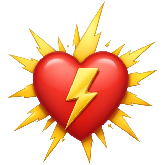 Heart with 13 pt lightning bolt in the middle emoji