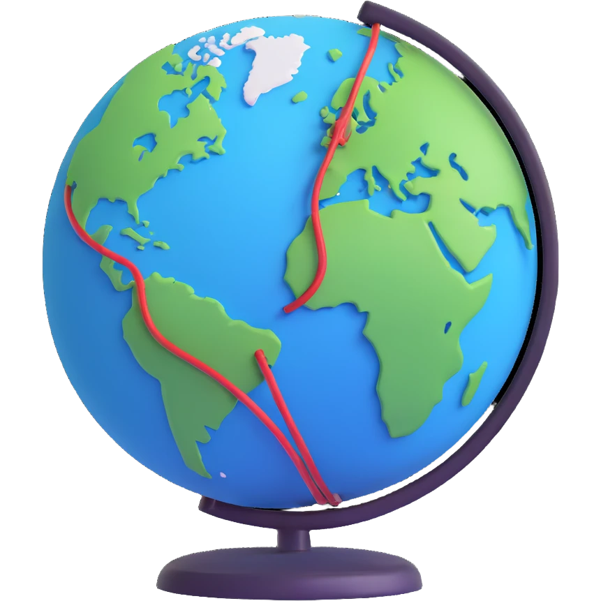 modern 3D icon style globe with VPN showing a connection between Germany and USA emoji