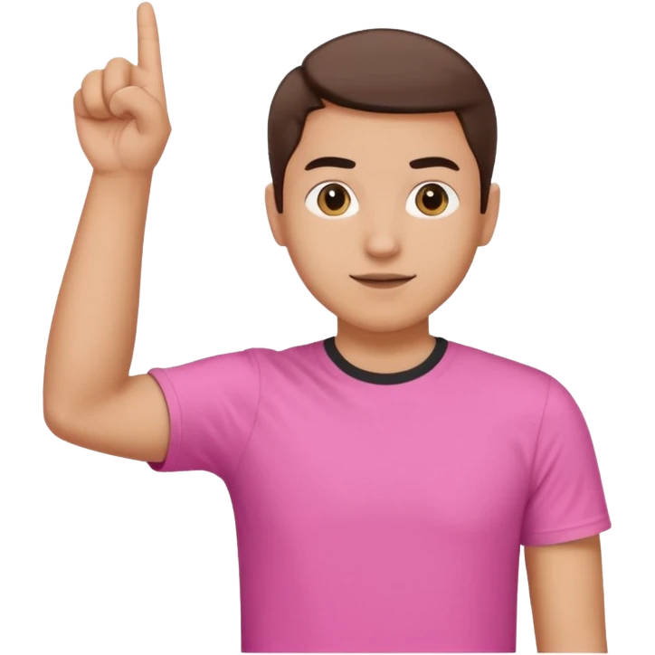 Draw a picture of a person pointing to themselves with their other hand raised if pink tshirt emoji