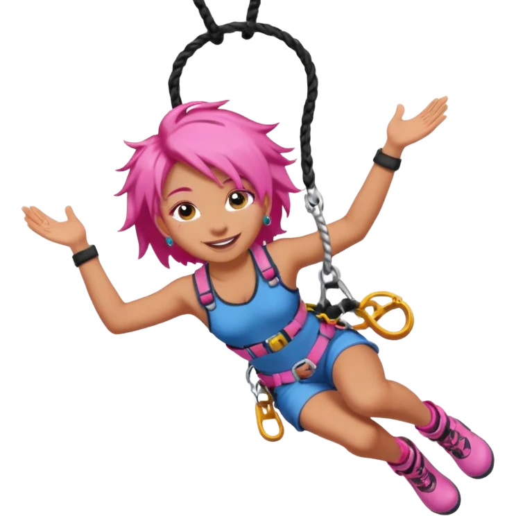 bungee jumping face with earrings and pink hair flying away earrings flying away emoji