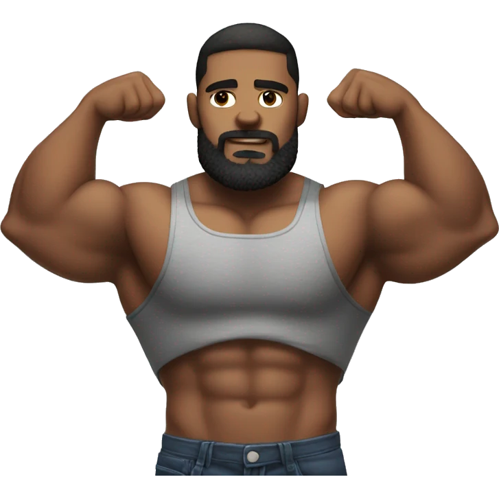 super muscular man flexing shoulders with a beard and a tank top emoji
