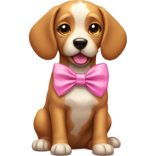 Dog wearing a pink bow emoji