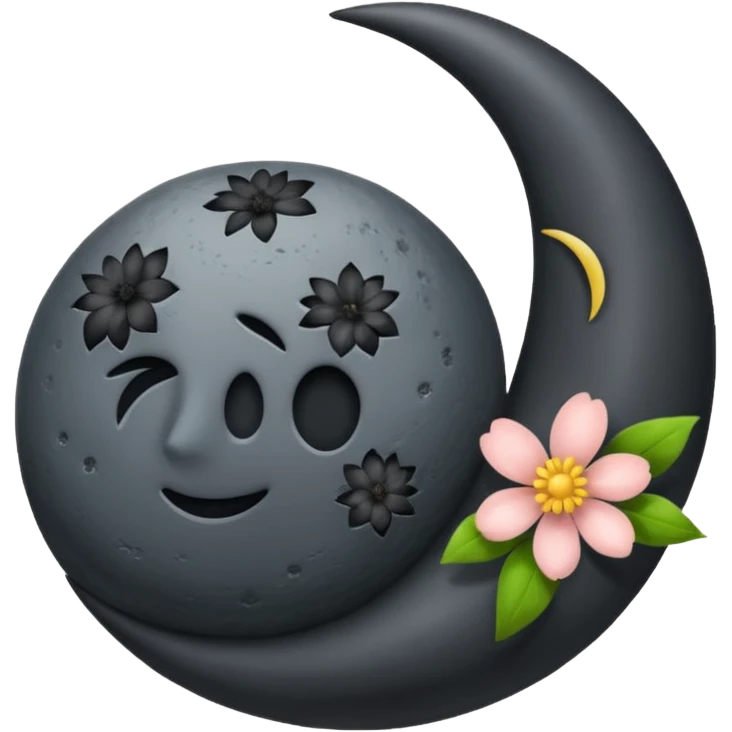 anthracite-colored New Moon with anthracite blossom emoji