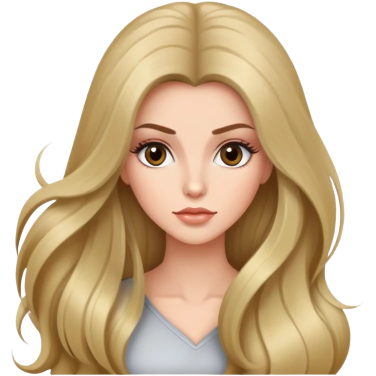 Beautiful woman with a blowout, super long hair, and lashes emoji