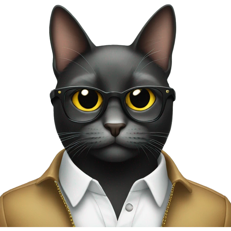 black cat with swag emoji