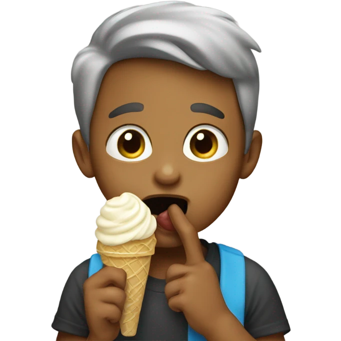 boy with finger in mouth eating ice cream emoji