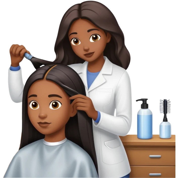 Black girl getting her hair straightened  emoji