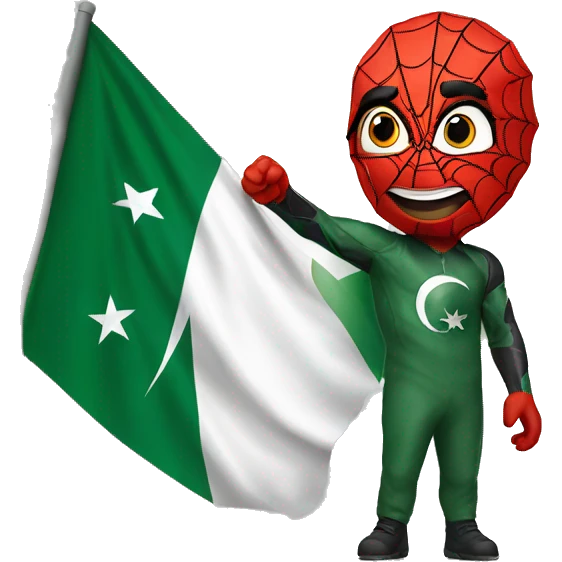 Spider-man waving Pakistan flag in hand emoji