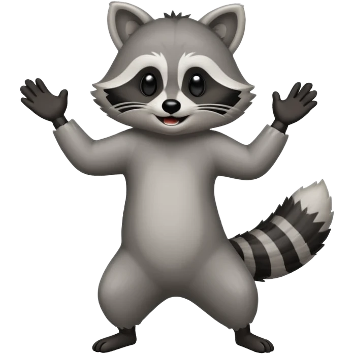 a full body raccoon celebrating / dancing  emoji