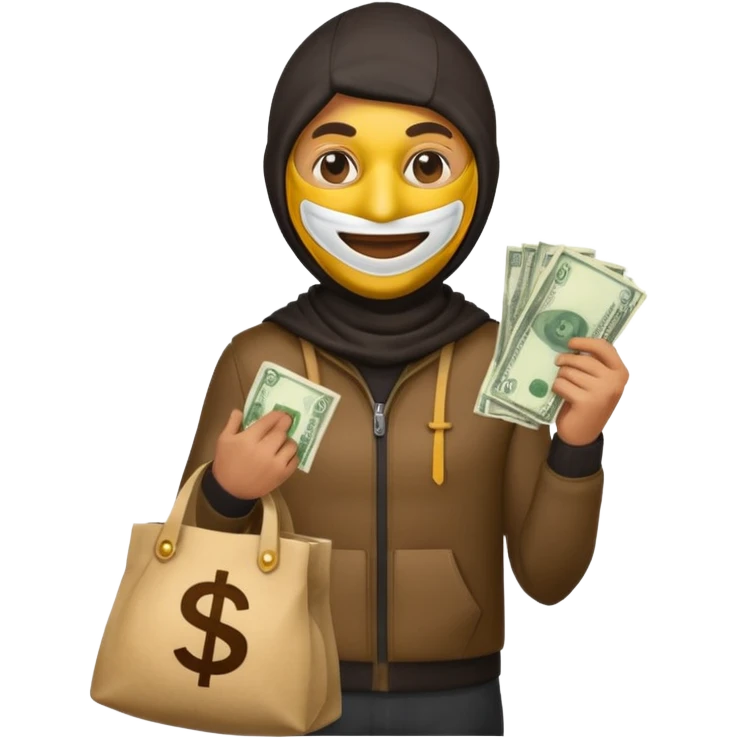 یه آدم قد بلند دزد ایموجی شکل هم باشه یه کیسه پول دستش یاشه emoji