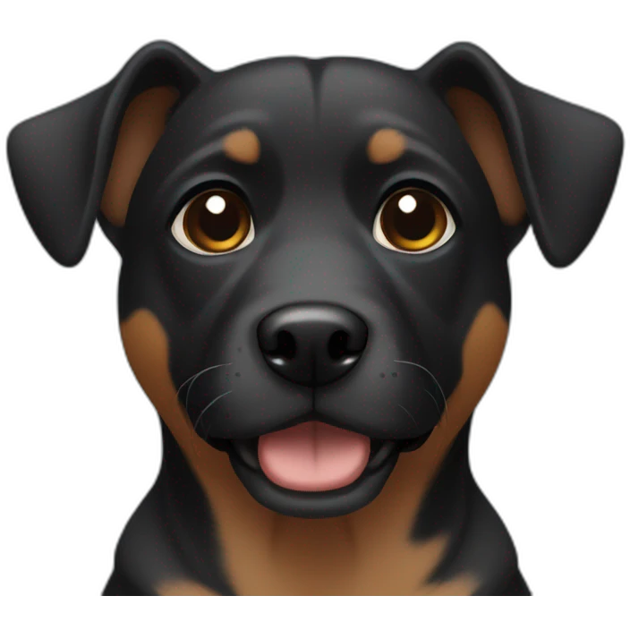 Black small mixed breed dog with down turned ears and brown face accents emoji
