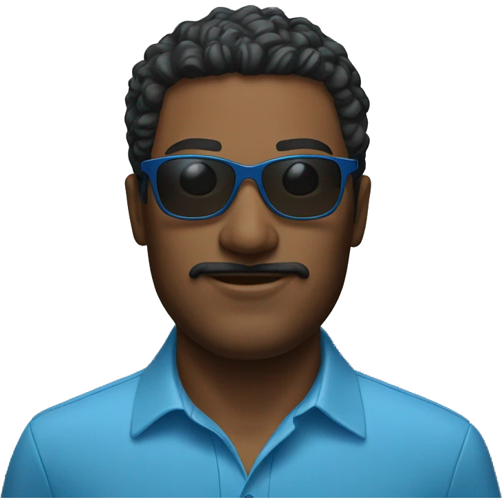 blue shirt portrait of man with sunglasses emoji
