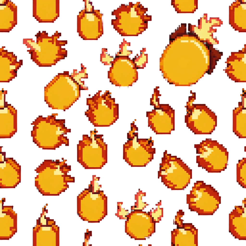 Bomberman upward-facing end-cap explosion tile, flames ending and tapering upward with pronounced flame wisps, orange/yellow with more red at the tips, extending about 70% into up direction emoji