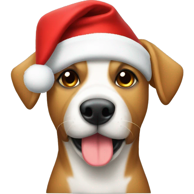 Perro con gorro de navidad emoji
