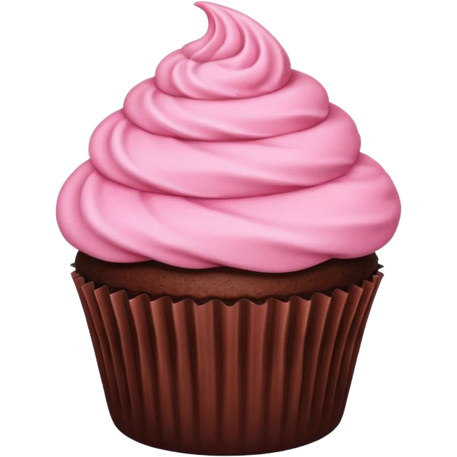 chocolate cupcake with pink icing, minimal, clean emoji