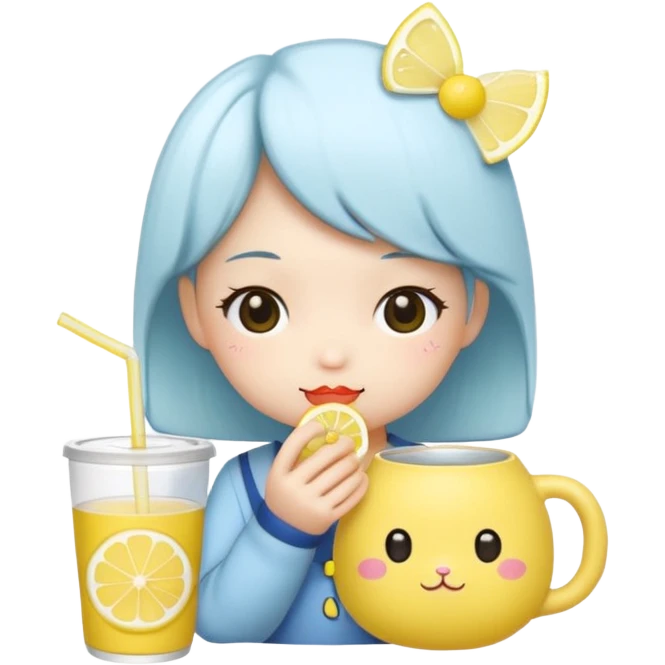 Sanrio with lemon tea emoji