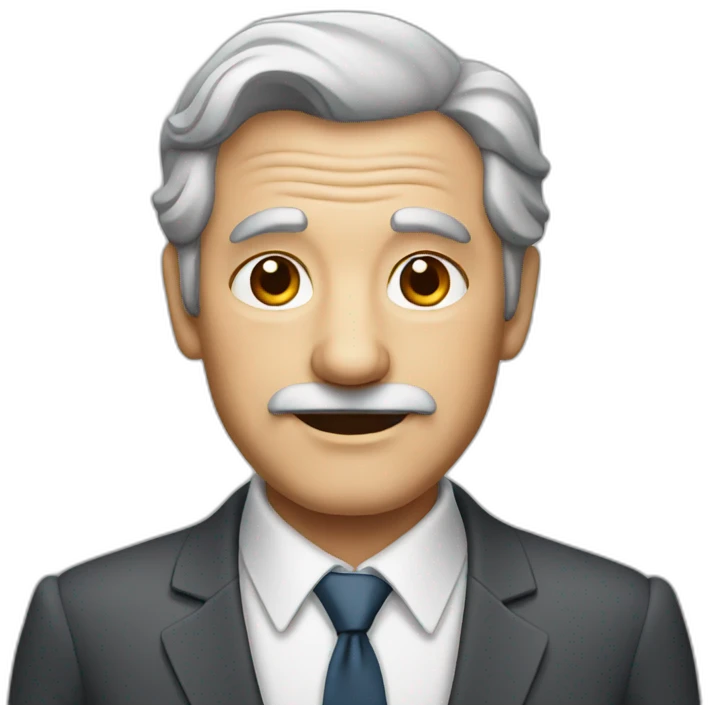 OLD MAN, SQUARE FACE,BIG NOSE, gray hair, suit emoji