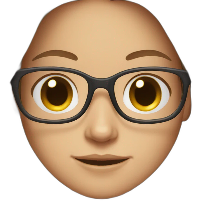 A white Girl with glasses,Brown long hair emoji