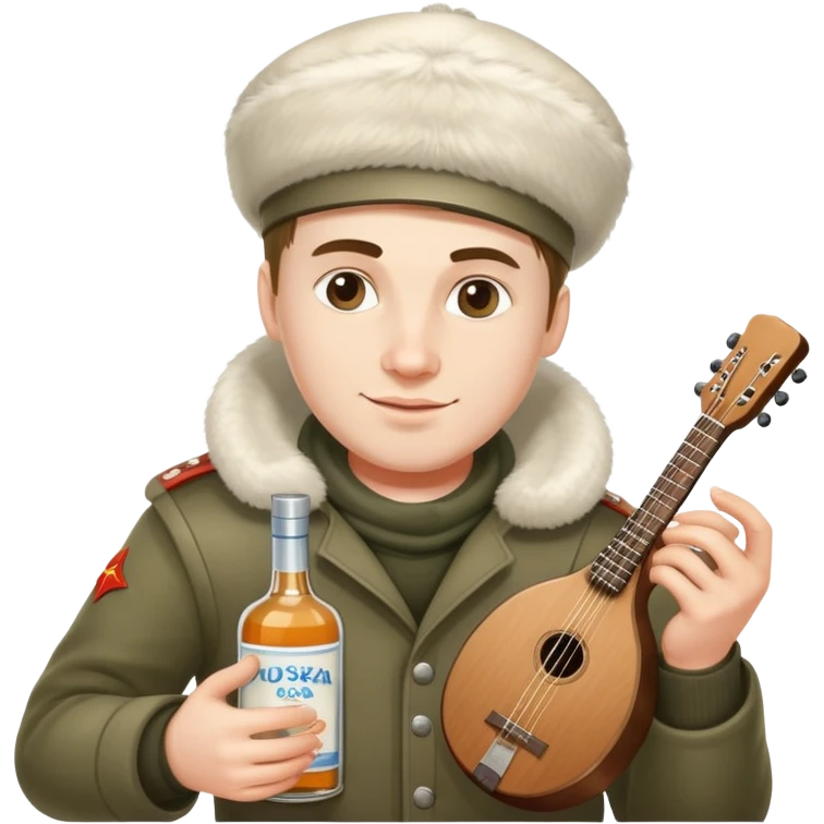 Russian software developer with shapka-ushanka, balalaika and vodka emoji