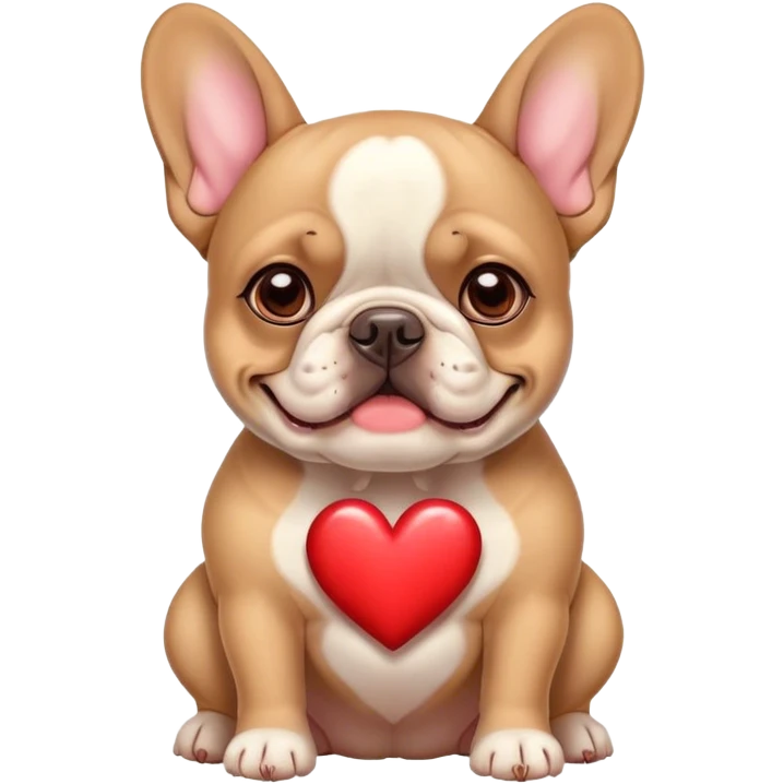 French bulldog with heart ears emoji