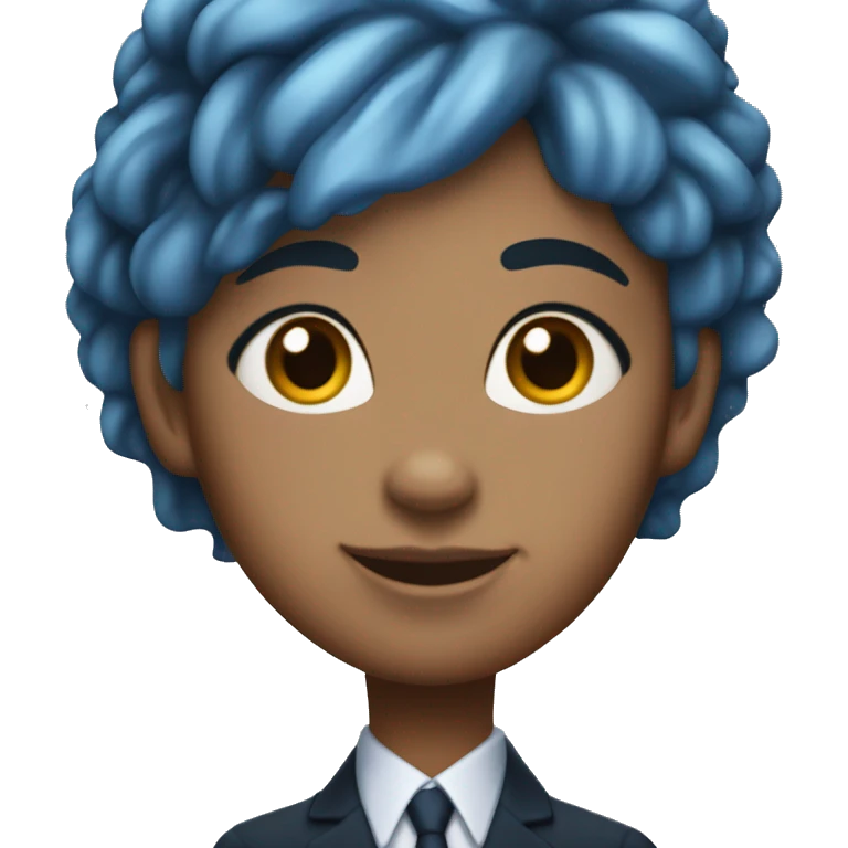 generate a blue hair lesbian that works at mcdonalds and runs it like the navy dressed up in a snazzy suit she is slightly overweight emoji