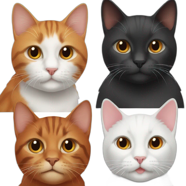 Two cats one black and white one red hair emoji