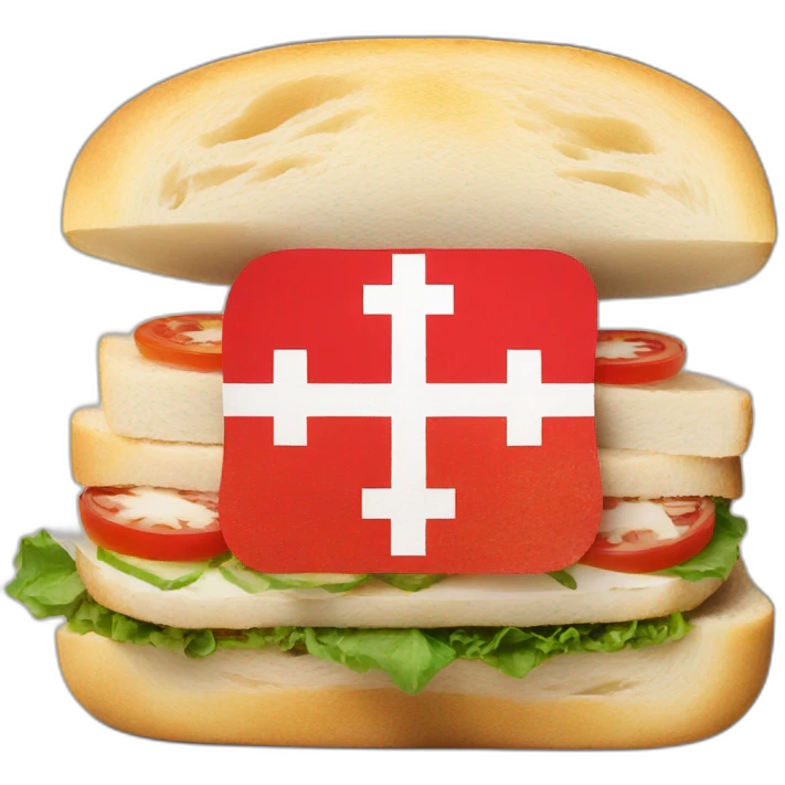 Swiss flag on a sandwich emoji