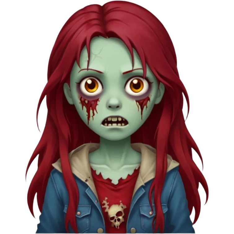 A zombie girl with dark red long hair emoji