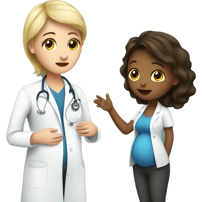 pregnant girl talking to a doctor emoji