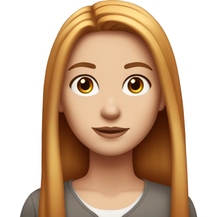 red straight middle part hair white girl with hazel eyes emoji