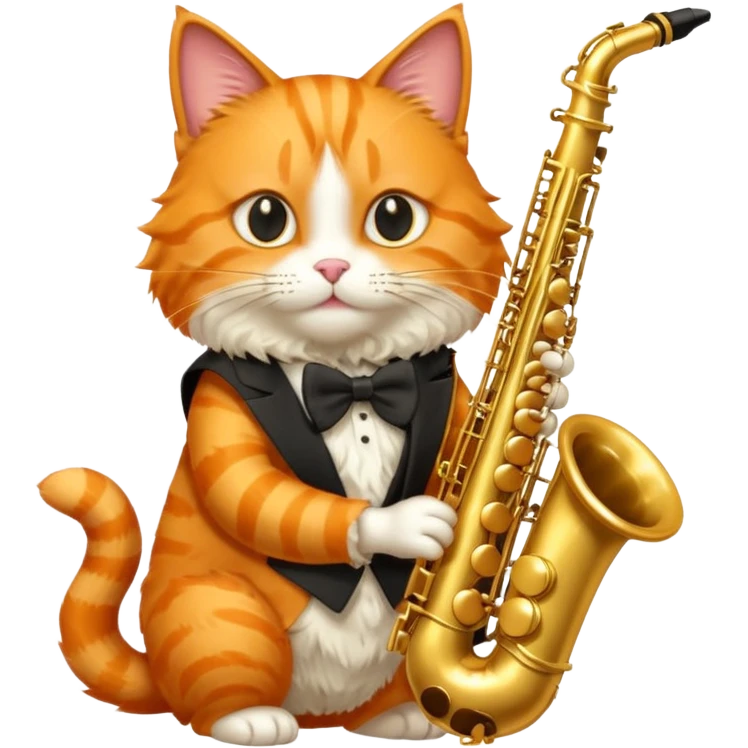 orange cat play gold saxophone emoji