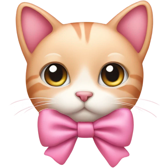 Cute, pink cat with a bow emoji
