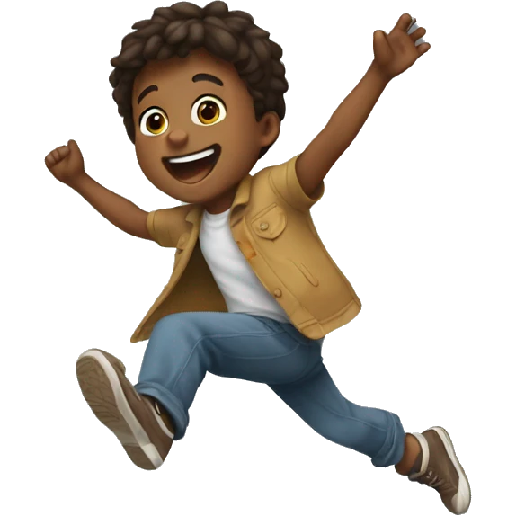 Little boy jumping with joy emoji