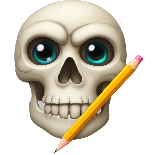 Skull with three eyes and a pencil emoji