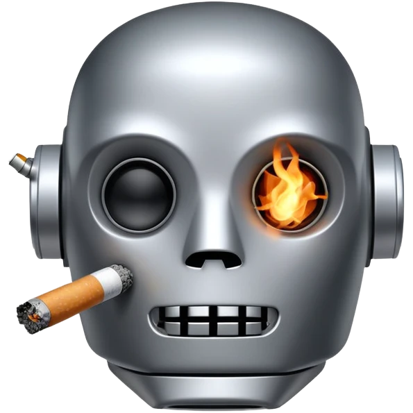 robot face smoke cigarette emoji