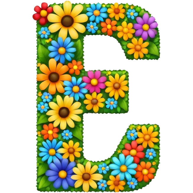 number 7 made of colorful flowers, emoji style emoji