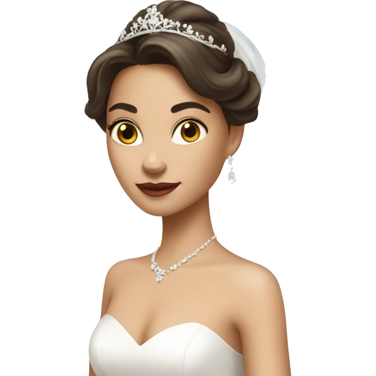 beautiful brunette princess in wedding dress emoji