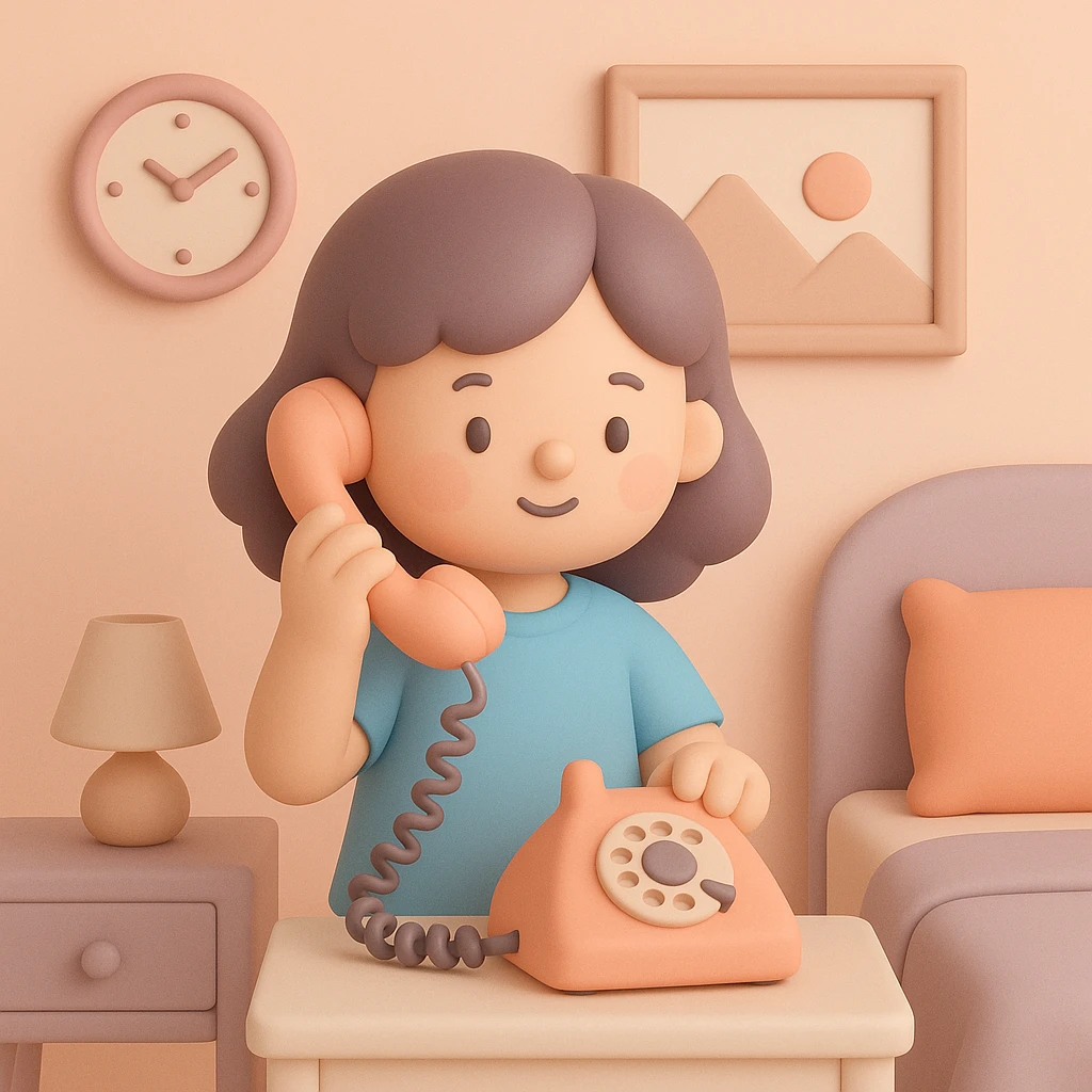 girl talking on telephone in her room emoji
