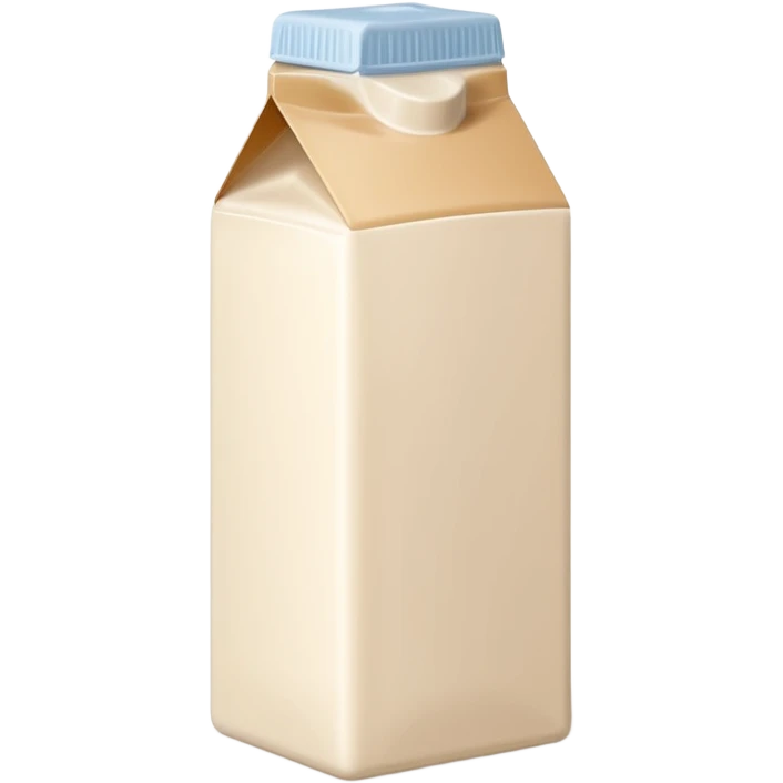 almond milk carton or bottle, beige or off-white, minimalist, neutral cap or spout, simple almond illustration, no text or branding, smooth light creamy milk, no glass or extra elements, no faces, clean 3D, soft shadows, transparent background, emoji scale emoji