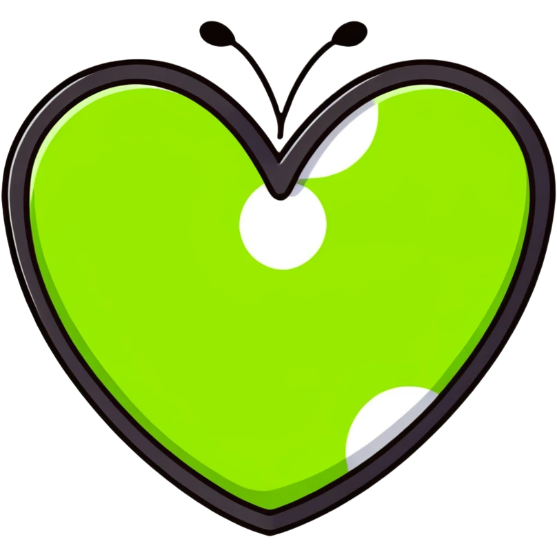 heart shape made with tennis ball material, green fuzzy felt with white curved lines emoji